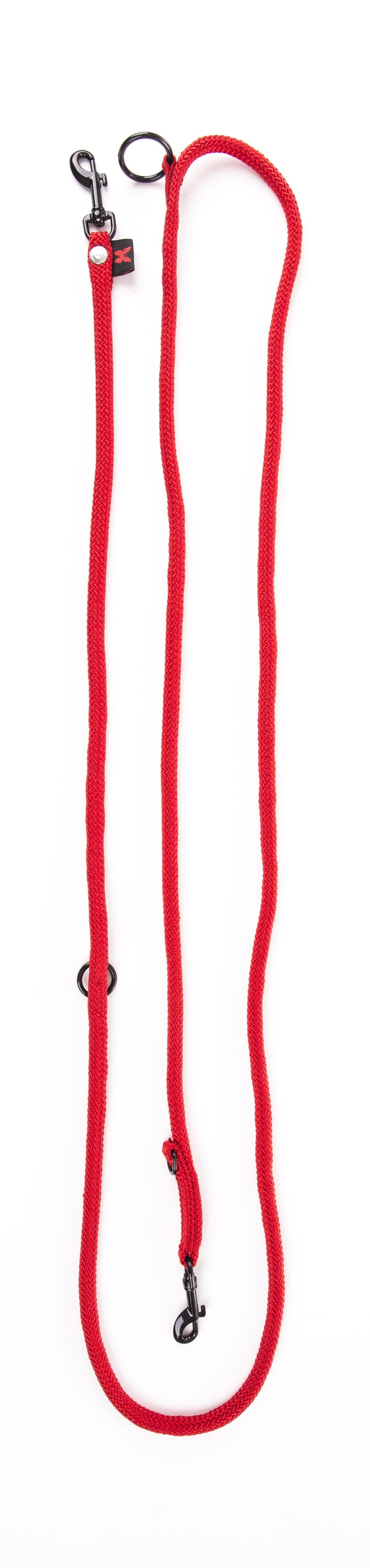 Laisse pour chien, en nylon: rond uni rouge L. 2 m Martin Sellier